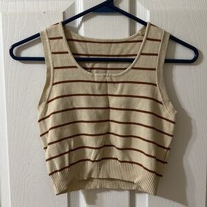 Striped Cream and Brown Tank Top